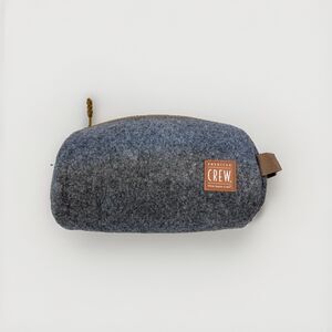 American Crew Grey Felt Toiletry Bag Travel Dopp Kit Grooming Organizer Pouch